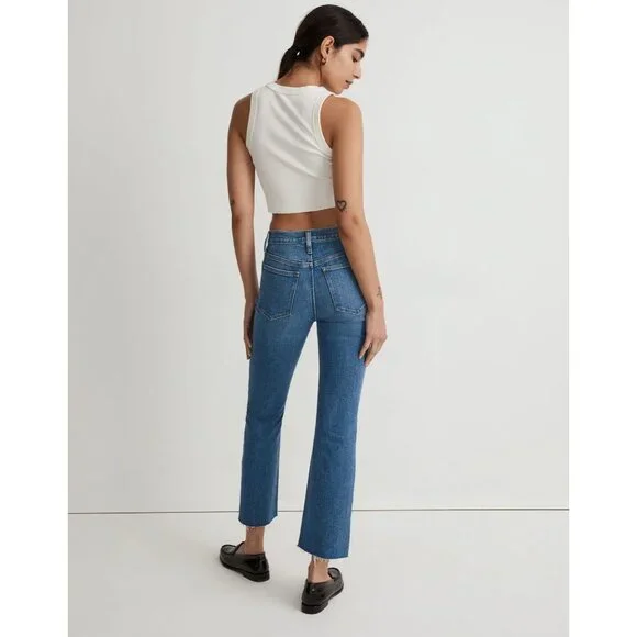 Madewell Taller Kick Out Crop Jeans Cherryville Wash Raw-Hem Womens 23TL [NJ434] - Picture 11 of 16
